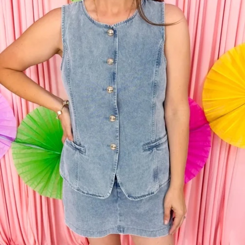 Boutique Denim Vest and Skort Set Entro Brand
